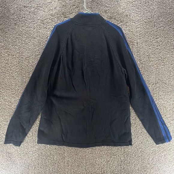 Eddie Bauer Sweater Adult XLT Black Blue Stripe Heavy Knit Pullover 1/4 Zip Mens - Picture 8 of 11